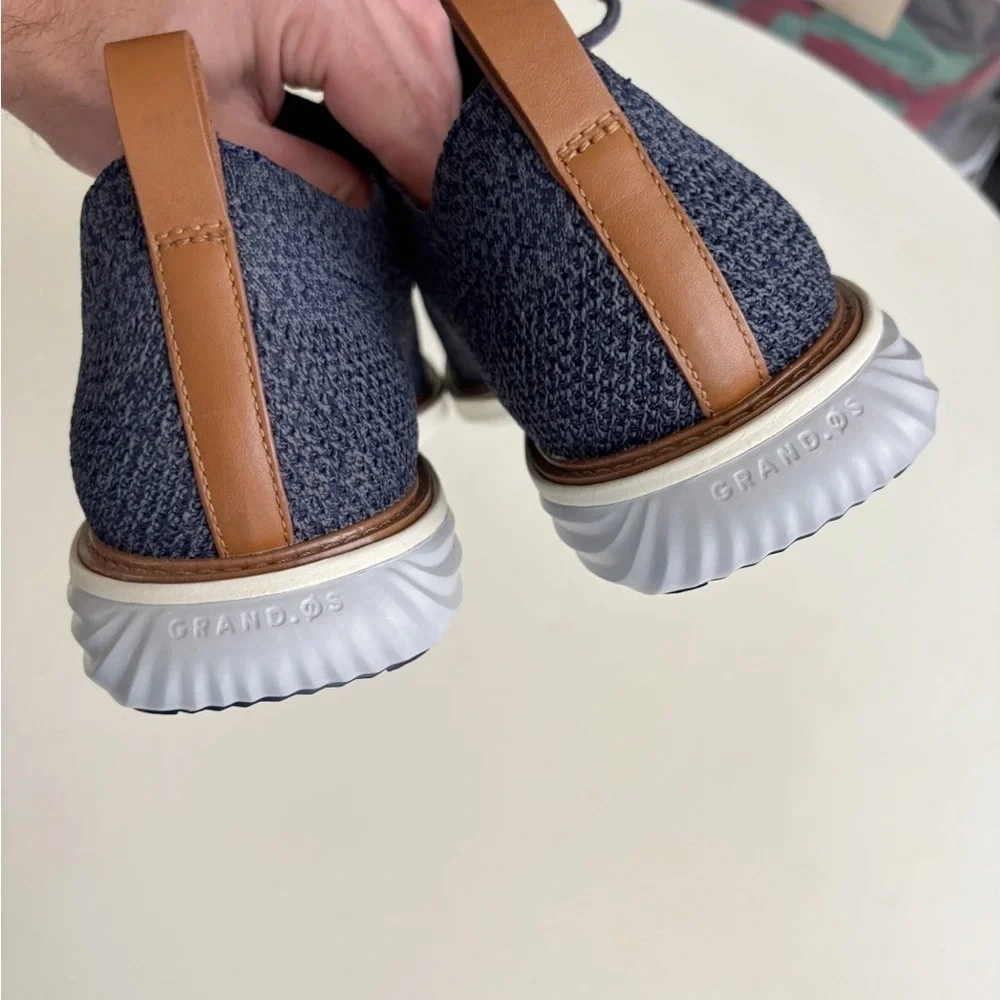 Cole Haan Navy Knit Oxfords with Tan Accents